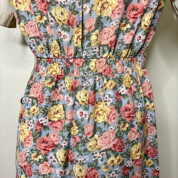 Vintage 80s Floral Cottagecore Short Sleeve Blousey A Line Midi Dress - Picture 7 of 10
